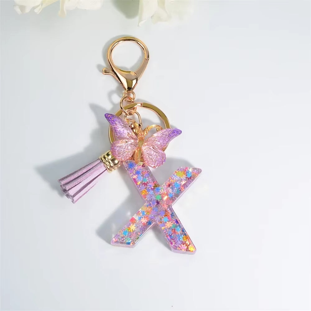🔥Butterfly Letter Keychain Tassel Design Vibrant Durable Lightweight Gift
